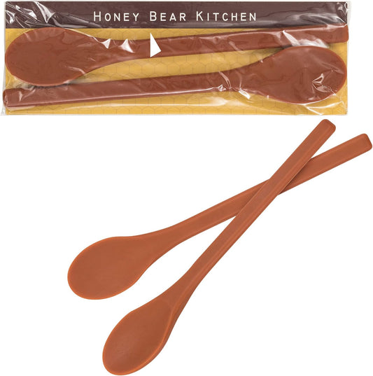 Honey Bear Kitchen Silicone Stirring Spoon (Set of 2, Honey Bear Brown) for Coffee & Tea