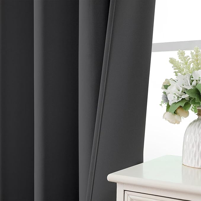 CUCRAF Dark Grey Blackout Curtains 72 inch Length 2 Panels Set, Rod Pocket Room - Image 6