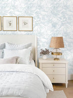 Ismoon Large Floral Peel and Stick Wallpaper Boho White and Blue Contact Paper - Image 2