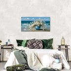 AIYISU Vintage Flowers Canvas Wall Art White Blossom Painting Retro Flowers in - Image 3