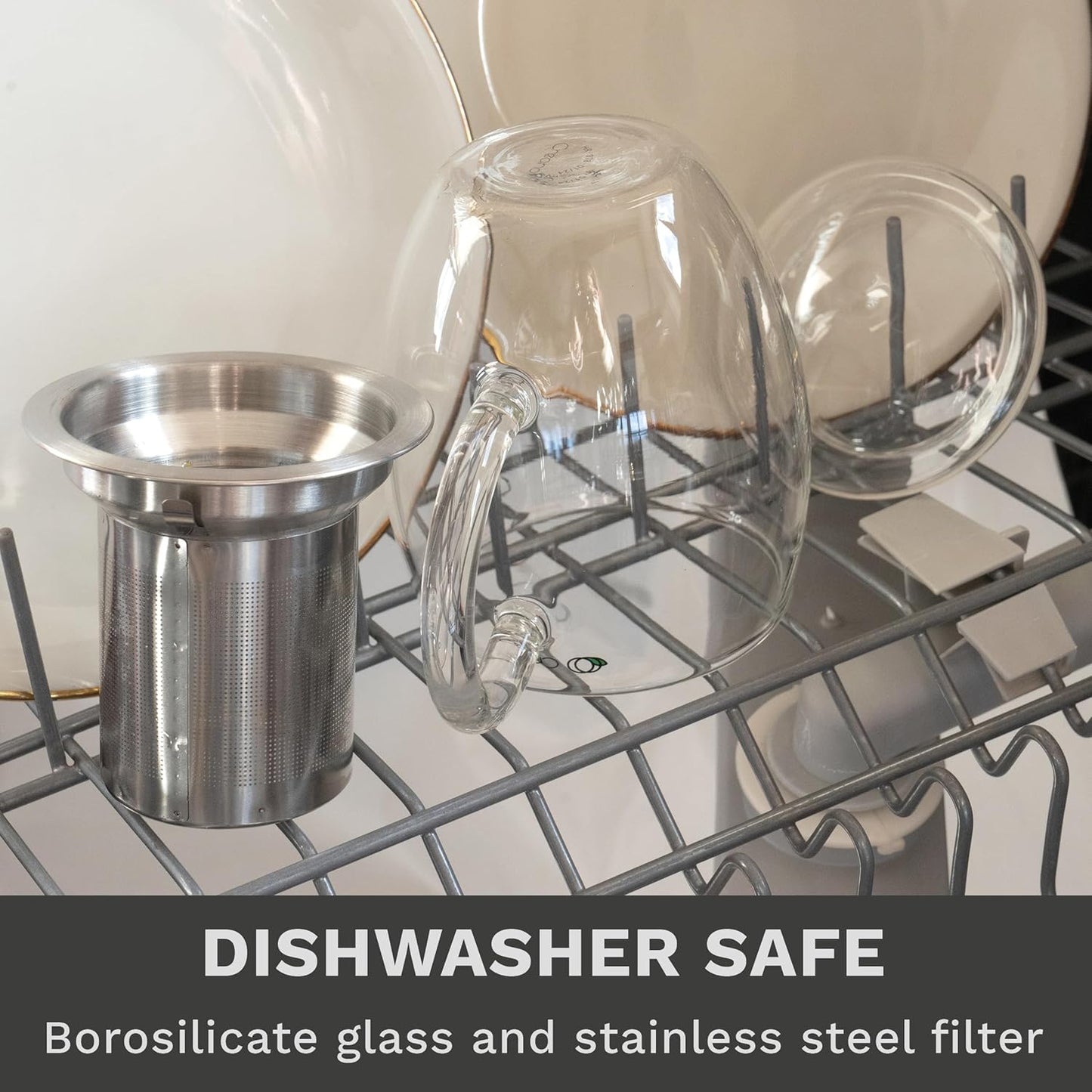 Creano 2pcs All-In-One Tea Glass with Stainless Steel Infuser and Lid - 14oz (400ml)