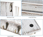 Mail Organizer Wall Mount with 4 Key Hooks, Rustic Wooden Hanging Mail Sorter - Image 3
