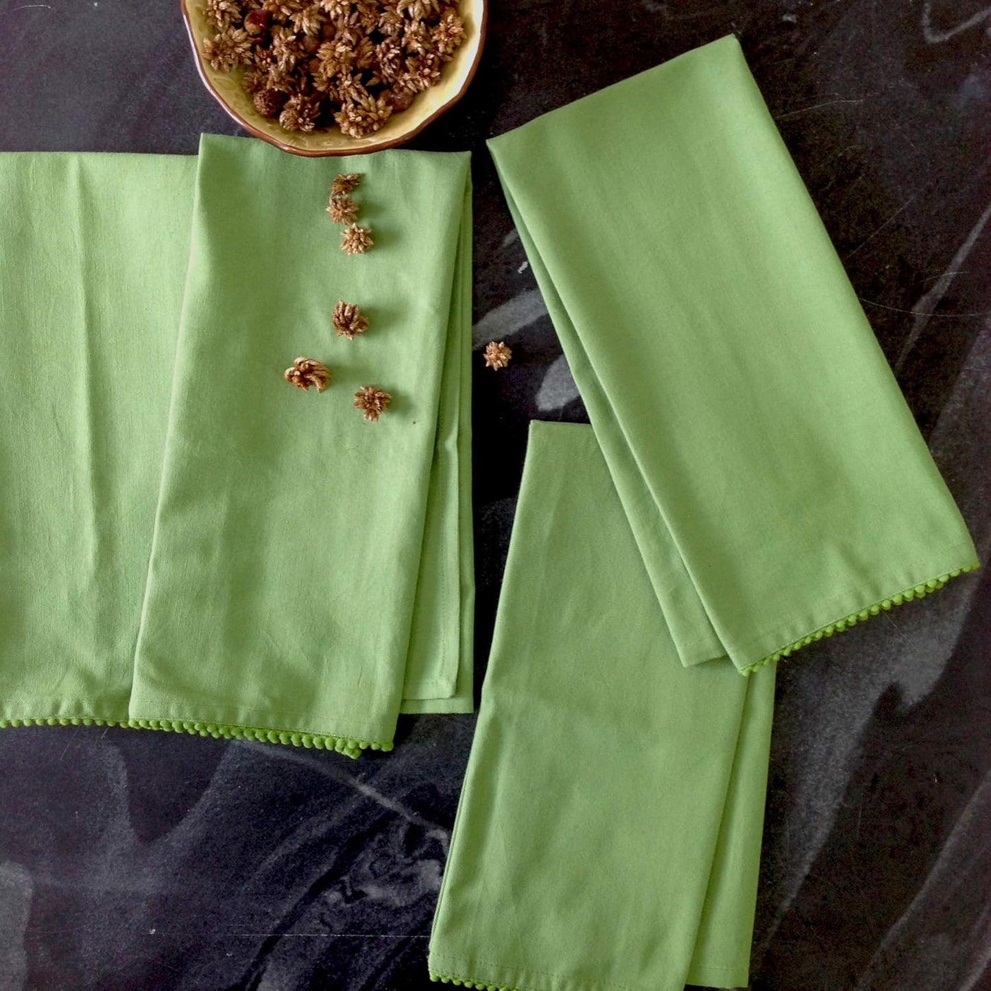 TARAN LIVING Green Cotton Kitchen Cloth Towels - Pack of 6 (28"x28")