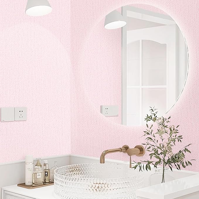Pink Peel and Stick Wallpaper Textured Contact Paper Removable Wall Paper - Image 5