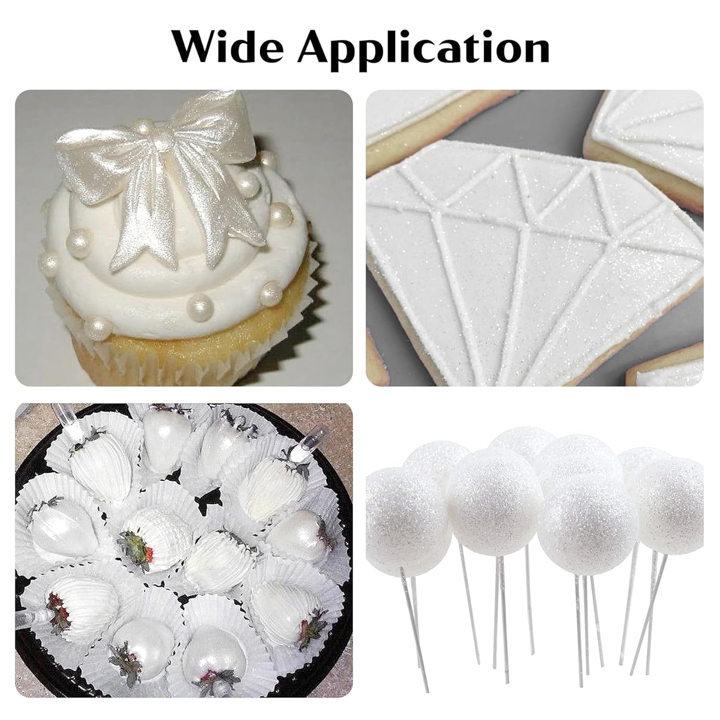 White Edible Glitter for Cocktails - 6g White Luster Dust Edible Drink Glitter Food Grade Metallic Shimmer Powder Cake Sprinkles for Beverage Chocolate Candy