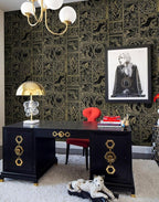Erfoni 197"x17.7" Black and Gold Wallpaper Vintage Self Adhesive Peel and Stick - Image 6