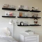 RICHER HOUSE 8 Set Black Floating Wall Mounted Shelves, Nursery Hanging Book - Image 2