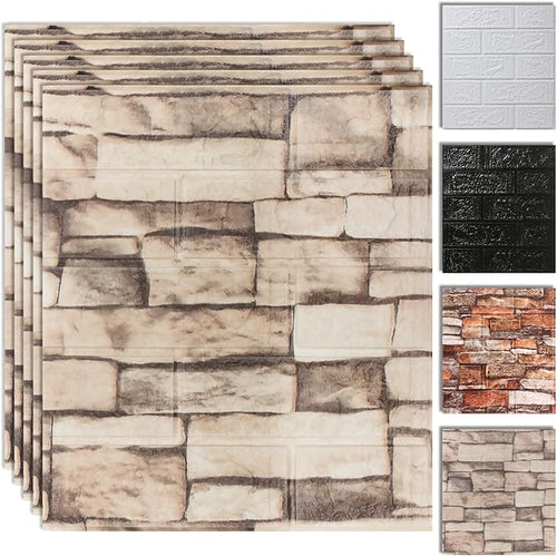 10PCS 3D Wall Panels Peel and Stick Foam, Self-Adhesive Decorative 3D Brick by SYYKDEF