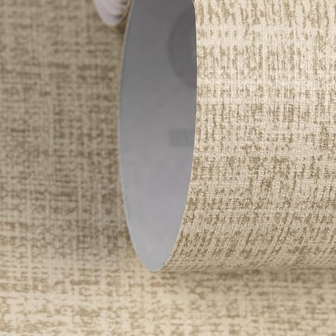 TANONE Khaki Contact Paper Peel and Stick Wallpaper, Grasscloth Beige Wallpaper - Image 2