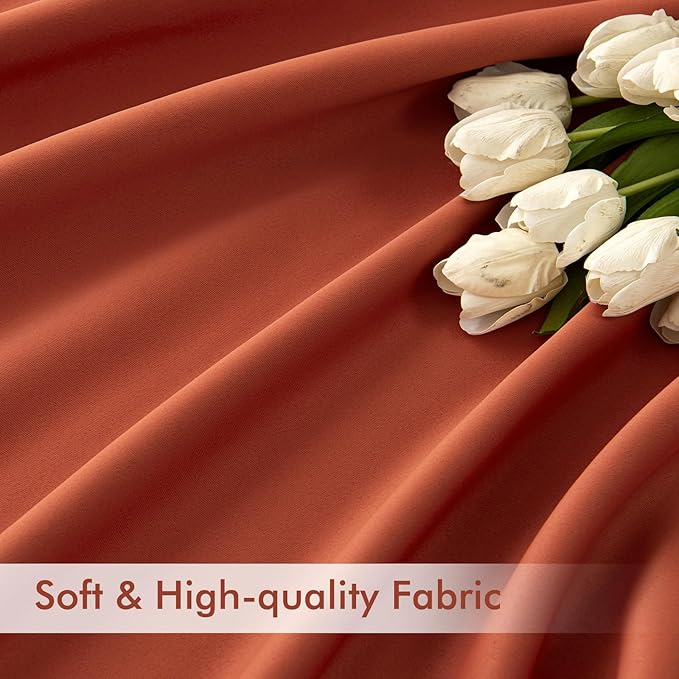MIULEE Back Tab Burnt Orange Blackout Curtains 102 Inch Long 2 Panels Set - Image 6