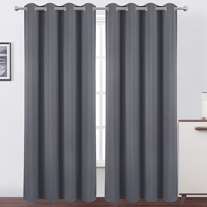 LEMOMO Blackout Curtains 66 x 84 inch/Grey Curtains Set of 2 Panels/Thermal by Lemomo