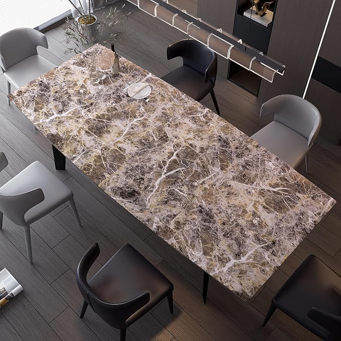 BAYYA Extra Wide Marble Granite Peel and Stick Wallpaper Brown Thicken - Image 9