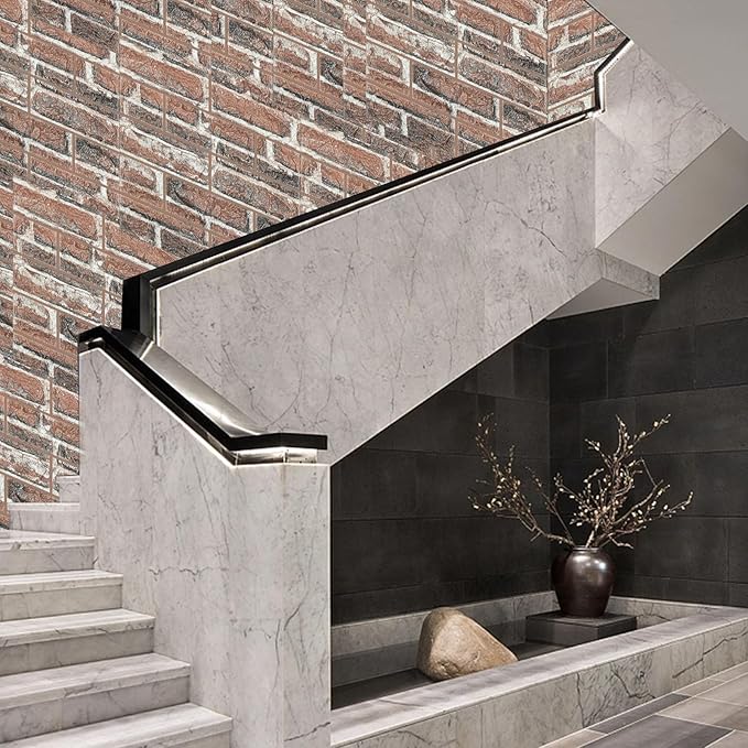 3D Wall Panels Peel and Stick in Red White Stone, Faux Brick Wall Panels - Image 8