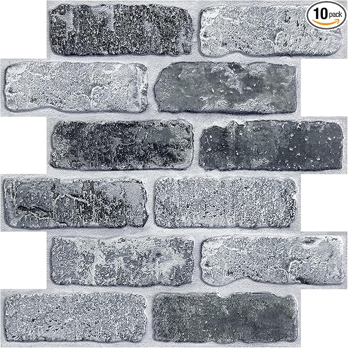 COMSTICKC 3D Faux Gray Brick Wall Panel Peel and Stick, Designed by COMSTICKCDECOR