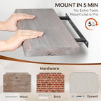 Live Edge Floating Shelves Set of 2, 24 Inch Solid Elm Wood Wall Shelves - Image 5