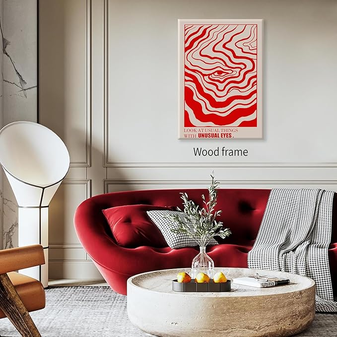 Medpol Retro Red Abstract Eye Canvas Print Wall Art 16x24 inch Framed Vintage - Image 3