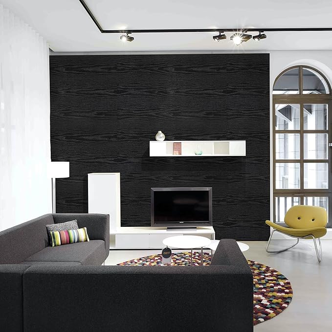 Peel and Stick Wallpaper Black Wood Wall Paper - Image 5