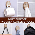 Indian Shelf 6 Lb- 6 Pieces Decorative Wood Adhesive Wall Hooks–Boho Peel and - Image 4