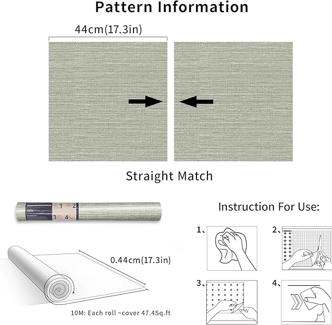 Simon&Siff Textured Grasscloth Peel and Stick Wallpaper 17.7"x394" Neutral Faux - Image 8