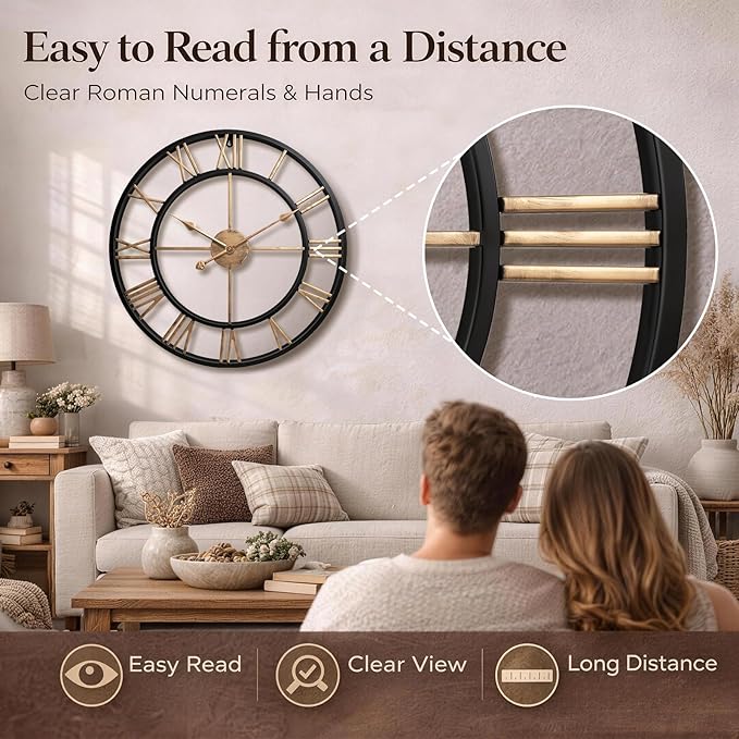 Pytha Sight 30 Inch Extra Large Giant Wall Clock, Oversized Round Silent - Image 6