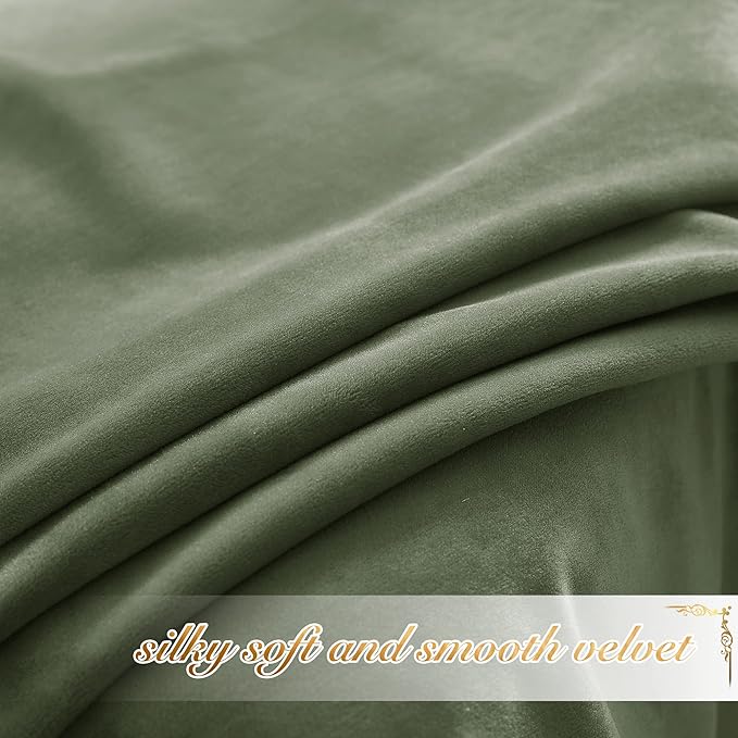 NICETOWN Sage Green Velvet Curtains 90 inches Long 2 Panels, Elegant and Sleek - Image 5
