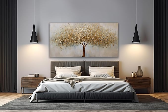 VHMING Abstract Wall Art Gold Tree of Life Artwork Canvas Painting Textured - Image 4