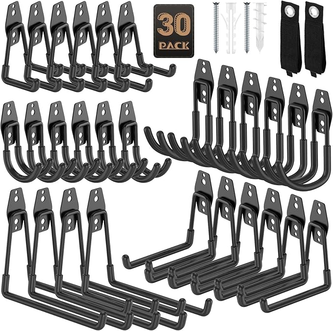 30 Pack Garage Hooks, Heavy Duty Steel Wall Mount Utility Hangers by YouthZeal