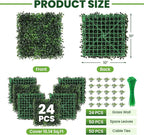 Grass Wall 24 Pack 10"x10" Artificial Boxwood Hedge Wall Panels, Privacy Hedge - Image 3