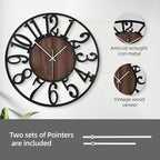 LEIKE Large Wall Clock 20'' Lighted Rustic Wood Clock - Image 5