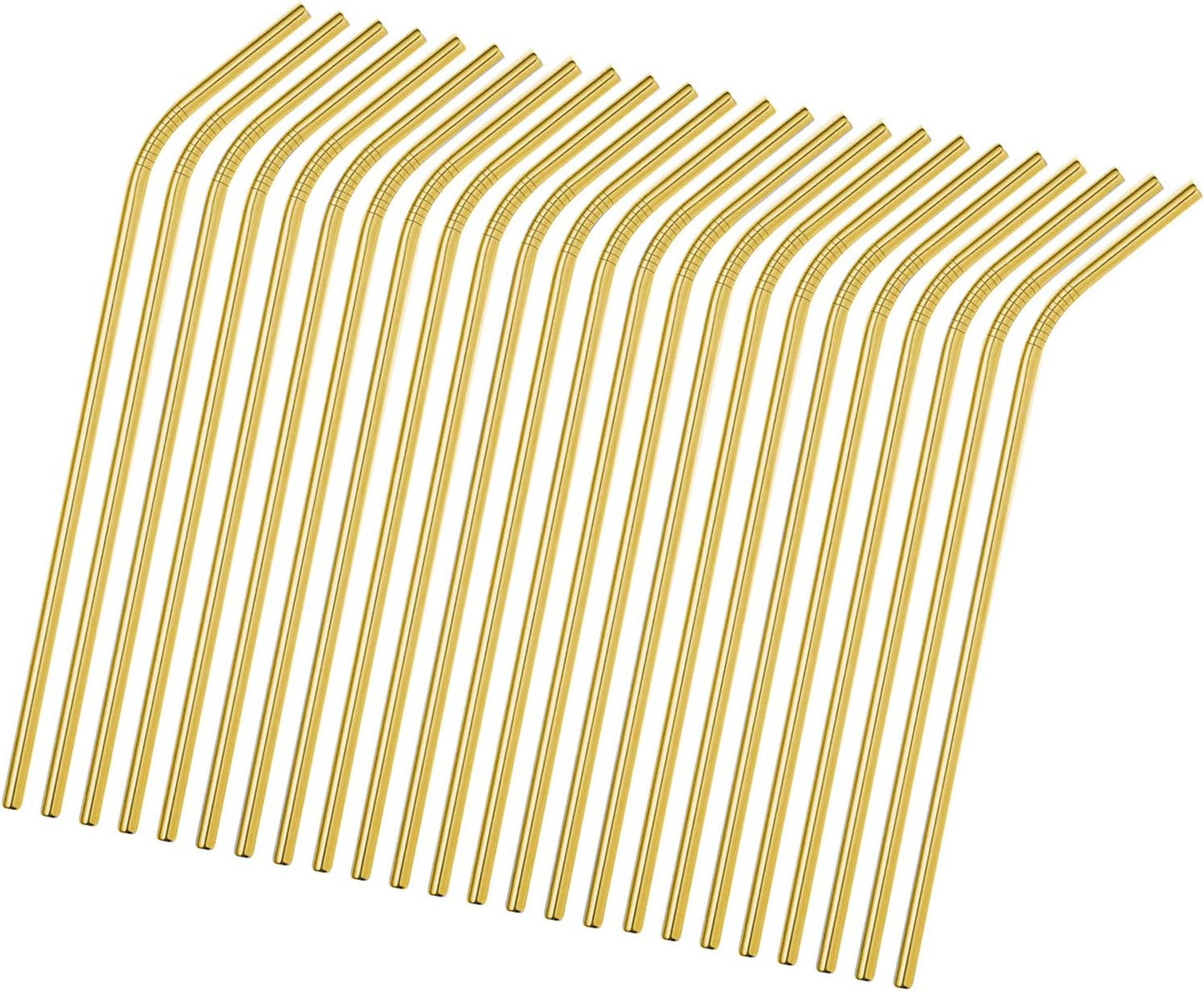 Reusable Metal Straws 50Pack.Ultra Long 10.5”Gold Color Stainless Steel Drinking Straws in Bulk For Wholesale.265x6mm Straight Curved Straws for 20/30oz Tumblers Yeti (50pcs all bent Gold-10.5")