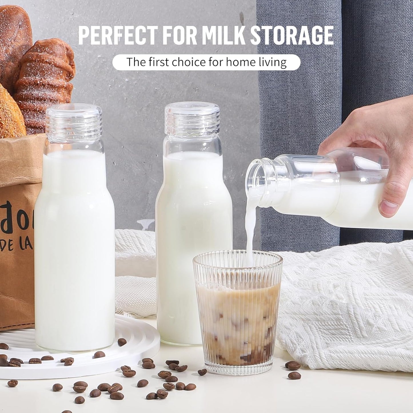 17 Oz Glass Juice Bottles with Lids, Glass Bottles, BPA Free, Borosilicate Glass for Juicing, Smoothies, Infused Water, Beverage Storage, Shaker Bottles (1 Pack)