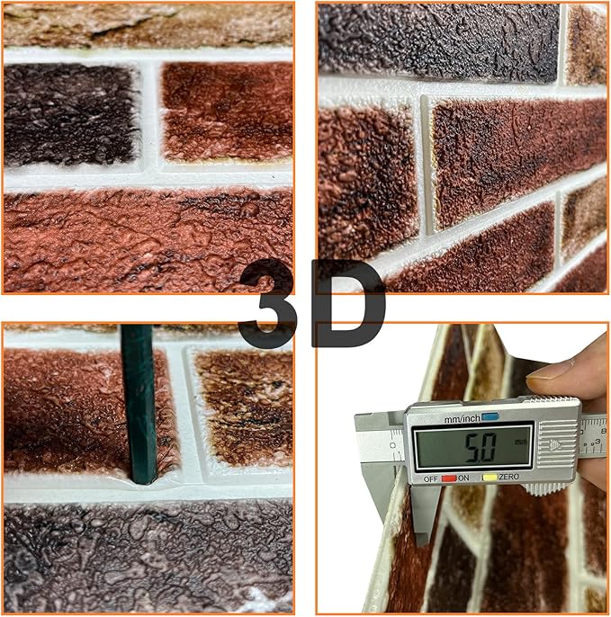 10-Pack 52 Sq.Ft 3D Wall Panels Peel and Stick 3D Faux Brick Wallpaper Peel and - Image 5