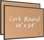 2-Pack Cork Board Bulletin Board 24 x 18, Office Board by Justdowhatyouwanttodo