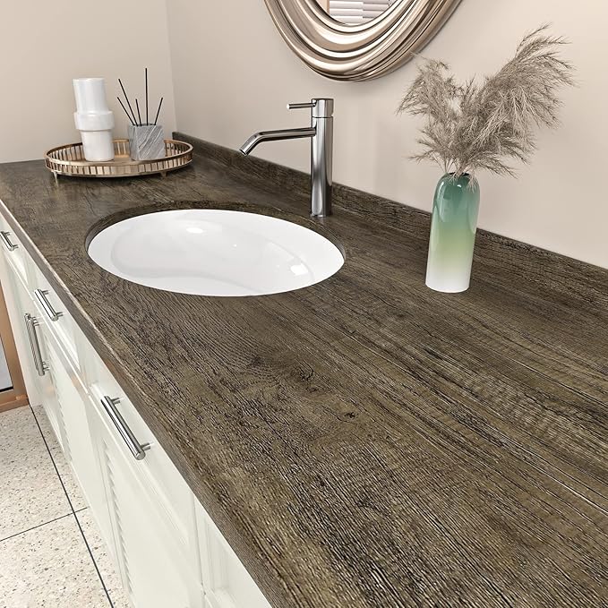 WESTICK Wood Countertop Wallpaper 394" x 15.8" Vintage Brown Wood Contact Paper - Image 5