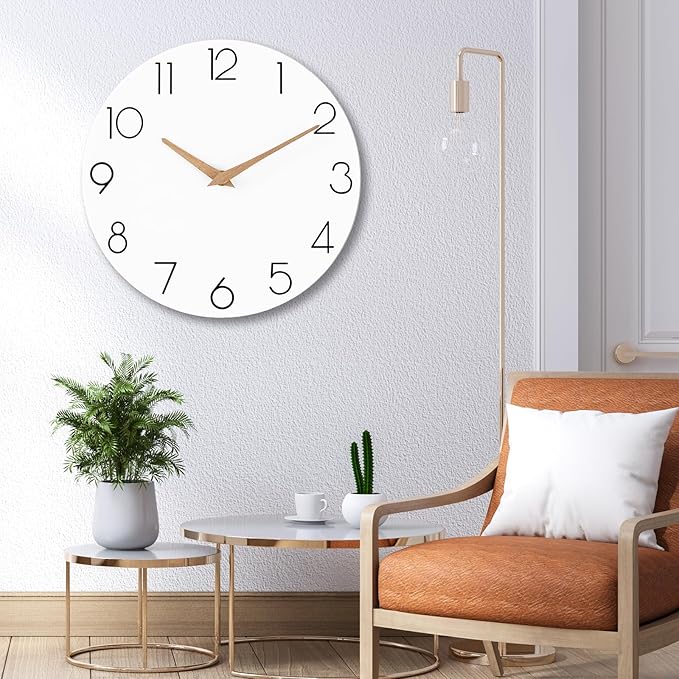 cicininc Wall Clock, 16 Inch Wooden Battery Operated Wall Clocks Silent - Image 5