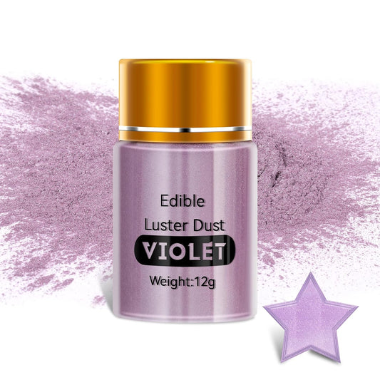 PAVADOR Edible Luster Dust,Violet Luster Dust 12g Food Grade Metallic Shimmer,Edible Glitter for Desserts Cake Decorating, Baking, Fondant, Chocolate, Candy, Drinks, Cookies, Vegan