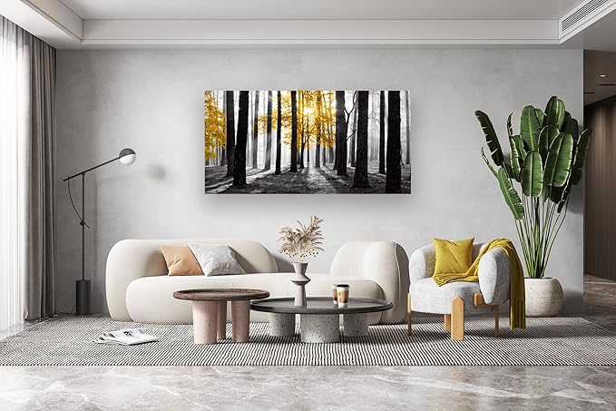 Cao Gen Decor Art S06362 Wall Art Canvas Painting Yellow Tree in Black and - Image 6