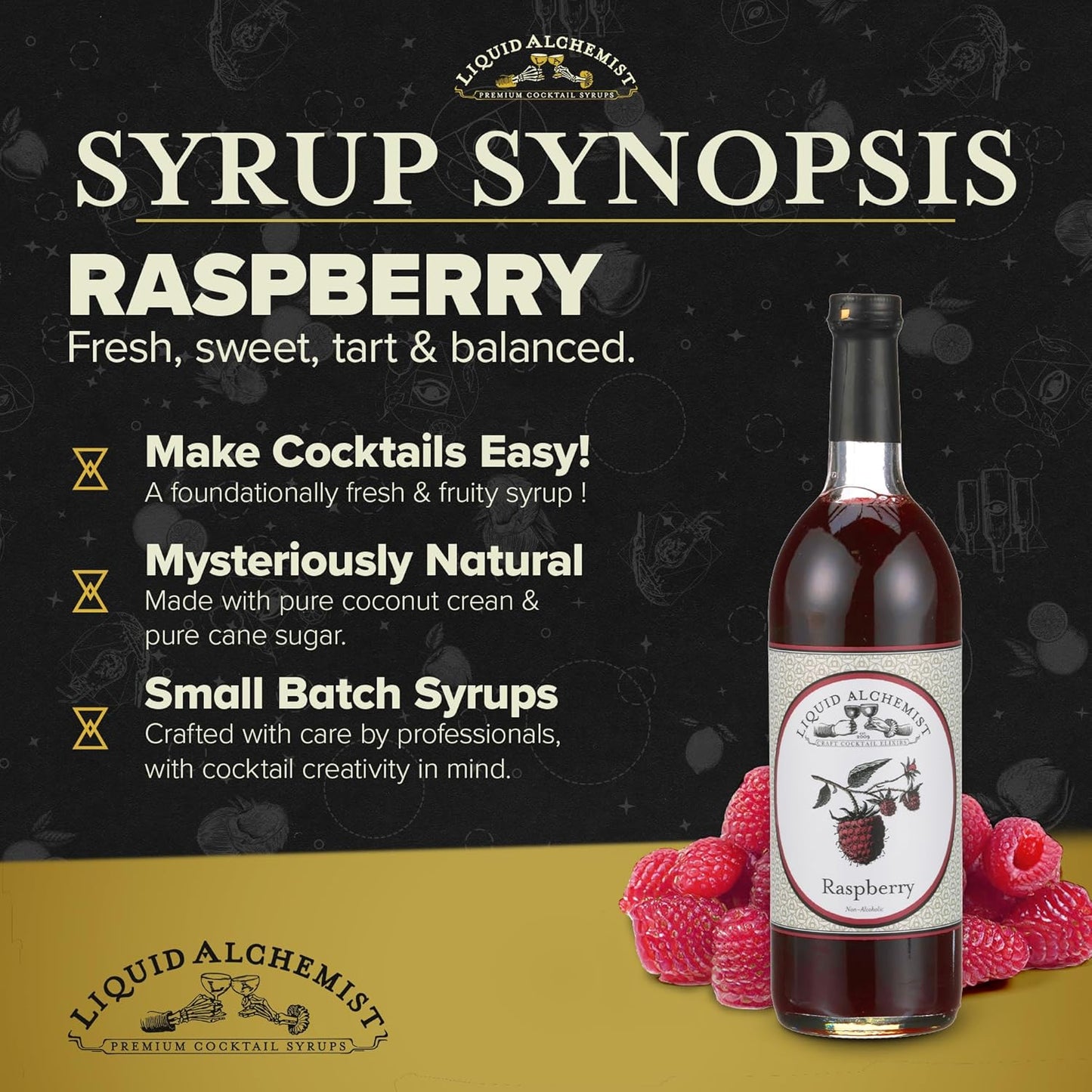 Liquid Alchemist Raspberry Syrup for Drinks - Real Ingredients Make our Raspberry Puree for Drinks the Perfect Drink Mixer - Our Cocktail Syrup is Non-GMO & Vegan (25 oz)