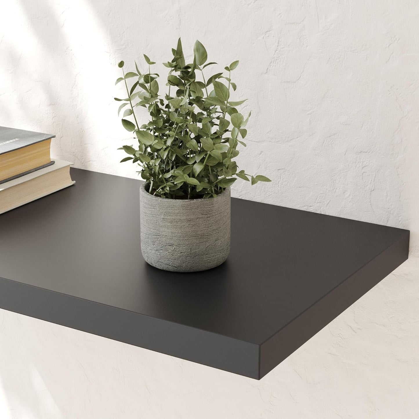 Wall Shelf Set of 1, Black Floating Shelves 36 in W x 10 in D x 1 in H, Wooden Floating Wall Shelf with Invisible Brackets for Living Room/Bedroom/Bathroom/Kitchen Storage and Decor