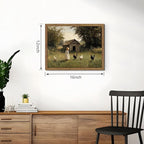 Vintage Country Framed Wall Art, Little Girl and Chick Canvas Prints, Rustic - Image 3