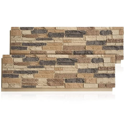 2 Pack Faux Stone Panels Interior 45.6''l x 11.8''h x 0.98''d Faux Siding by Unknown