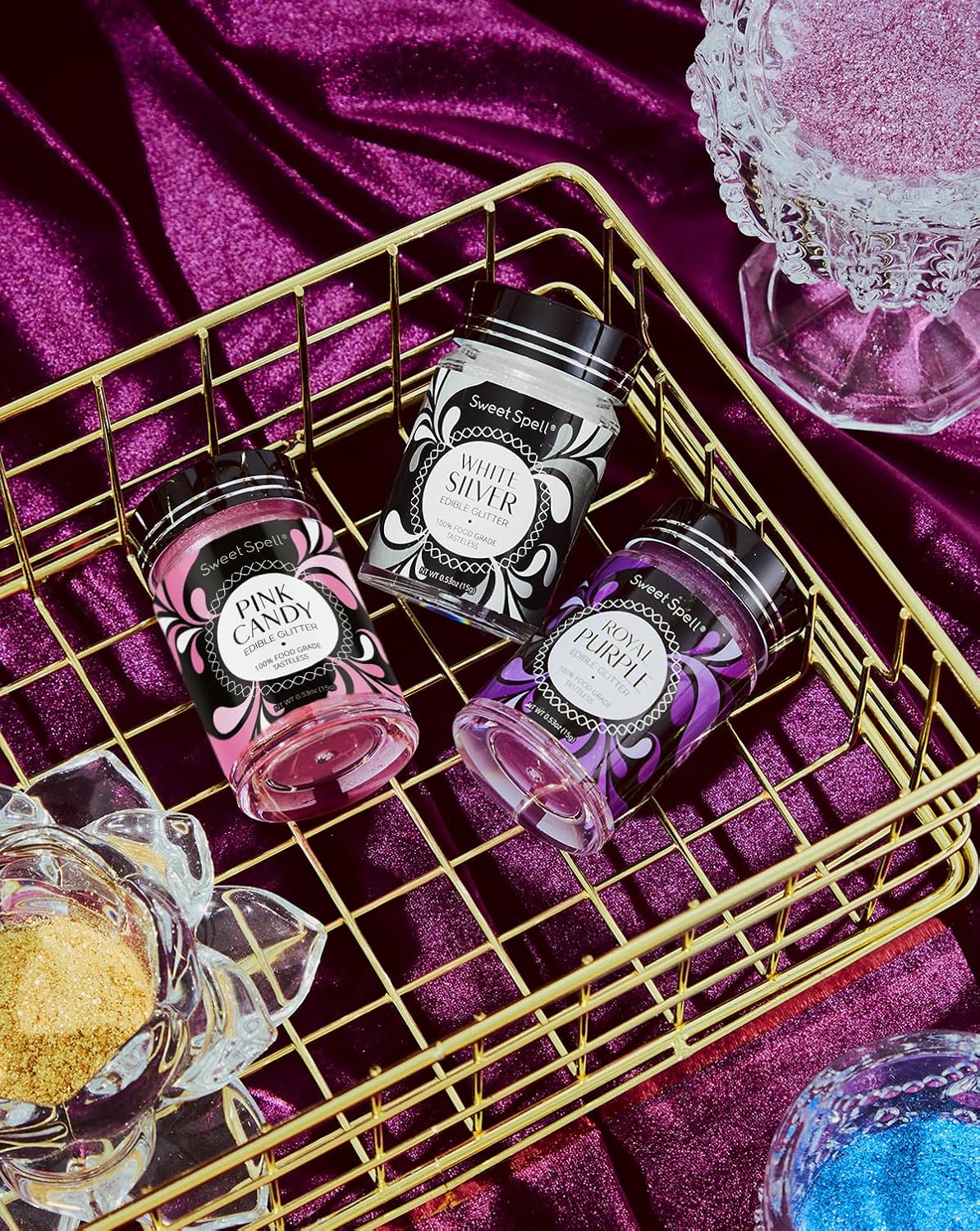 Sweet Spell Edible Glitter (15g) - Shimmer Sparkles for Drinks, Cakes, Cocktails - 100% Edible & Food Grade Glitter, Vegan, Gluten-Free (Pink Candy)