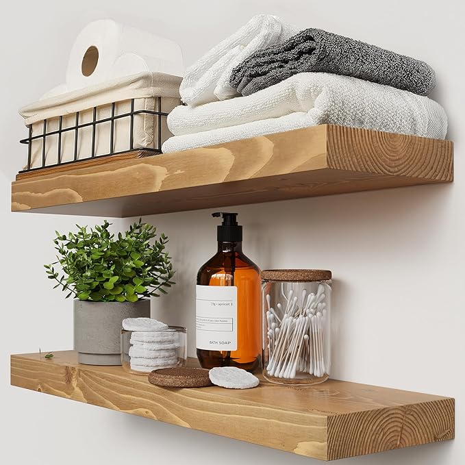 BAOBAB WORKSHOP Natural Wood Floating Shelves by BAOBABWORKSHOP