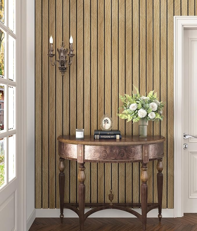 3D Brown Wood Panels for Walls 118" x 11.8" Acoustic Slat Wall Paneling Peel - Image 4