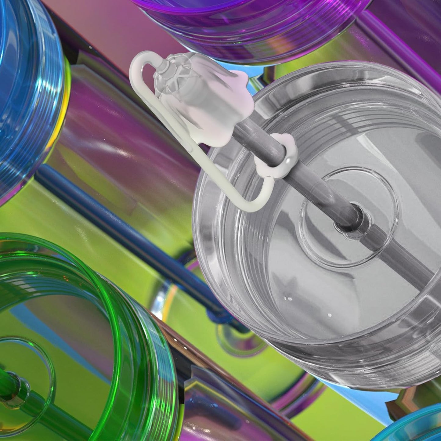 5Pcs Silicone Straw Covers for Stanley Yeti Tumbler Cup, Reusable Drinking Straw Cap Easy to Clean, Dust-Proof Flower Straw Topper Compatible for 6-10m/0.23-0.4inch Straws (Multi color A)