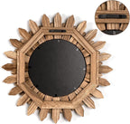 Honiway Boho Wall Decor Mirror 2 Pack Rustic Wood Mirror 12 inch Boho Mirror - Image 7