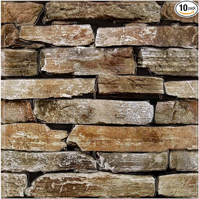 3D Faux Stone Wall Panels Peel and Stick, Stone-Look Textured Wall Sticker by SMOOSTIKCDECOR