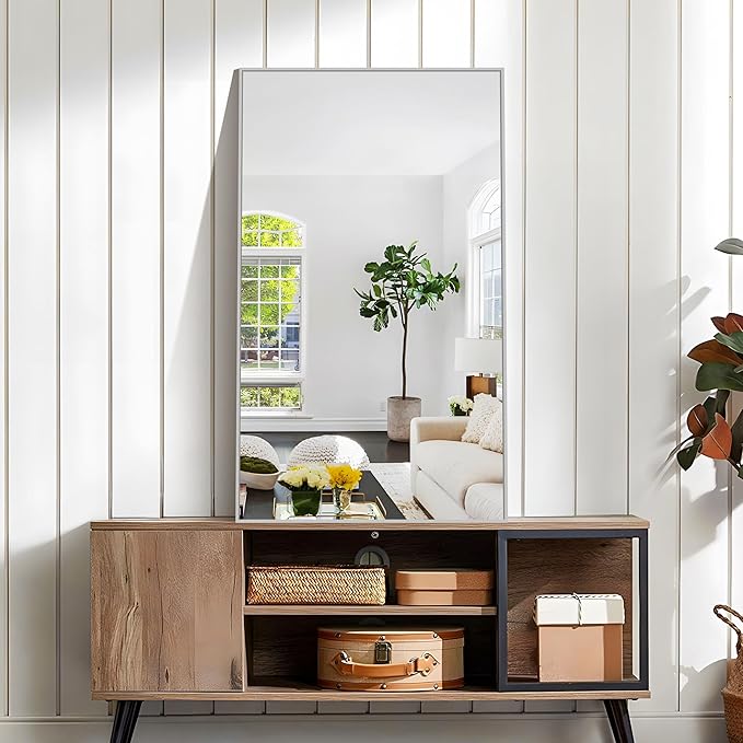 KOCUUY Silver Framed Mirror, HD Tempered Glass, Anti-Rust Frame, Modern Design - Image 5