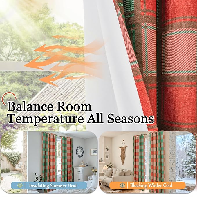 Lajode Plaid Curtains for Living Room 84 Inches Long - Image 8