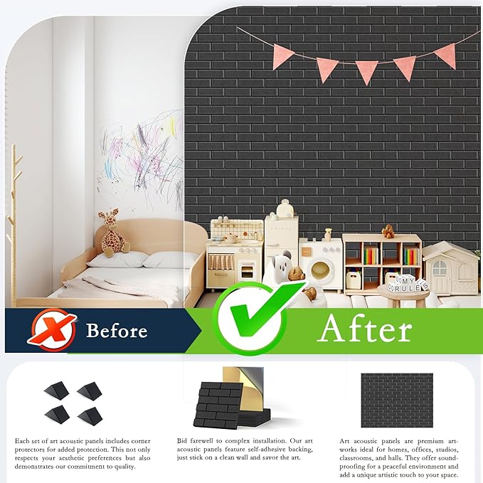 12Pack Acoustic Panels, Decorative Sound Dampening Wall Panels - Image 5